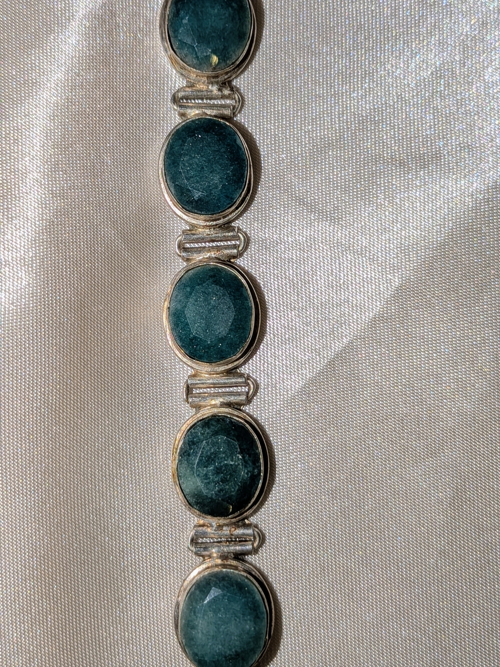 Dark Teal Stone Link Bracelet - Unbranded